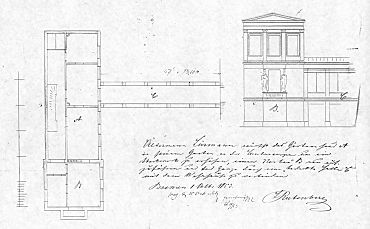 1853, Plan zum Galerieanbau Contrescarpe 22, von L. Rutenberg
